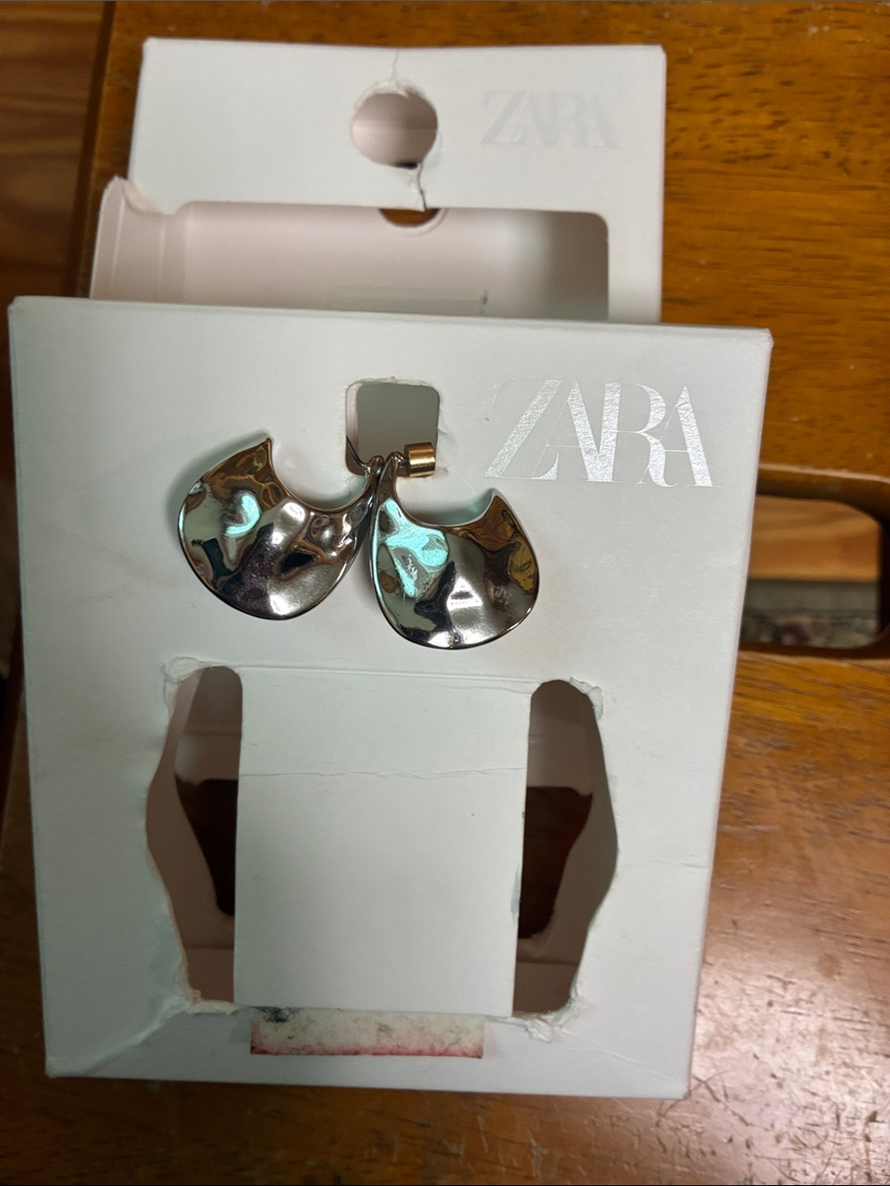 ZARA Silver Wavy Disc Drop Earrings